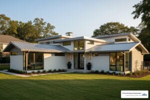 12 ft metal roofing panels on a modern home